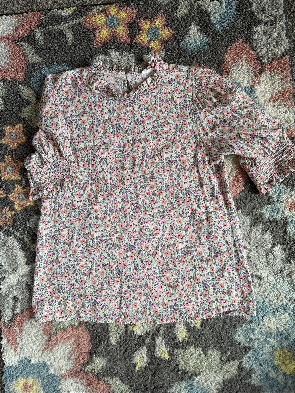 Les Amis Floral Smocked Sleeve Blouse - Pink Multi
